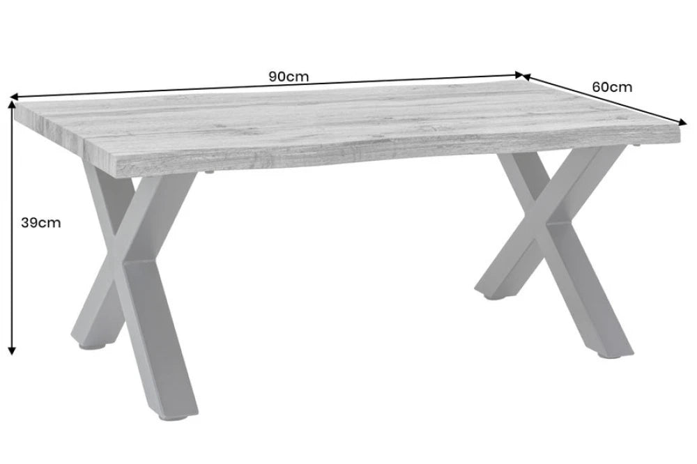 Masuta de cafea din MDF Gri si Metal Negru L90xH39cm WILD