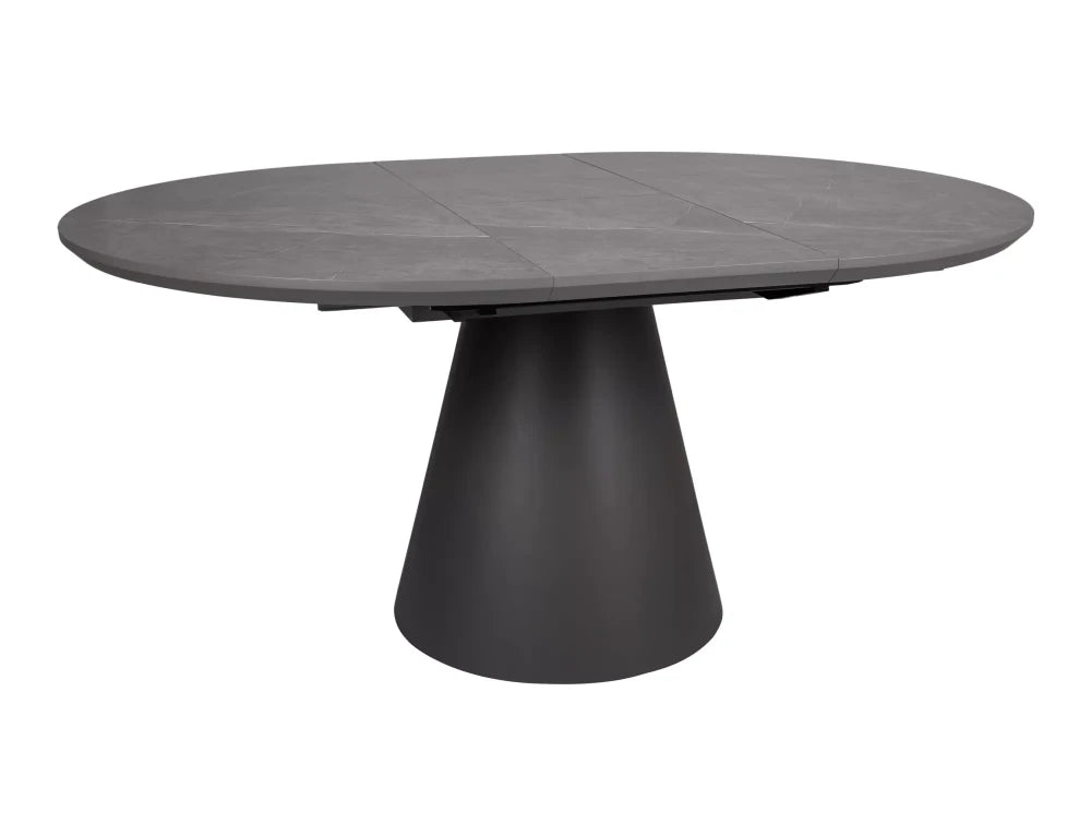 Masa extensibila din MDF Gri cu efect de marmura/Negru L120-160xH75cm Angel