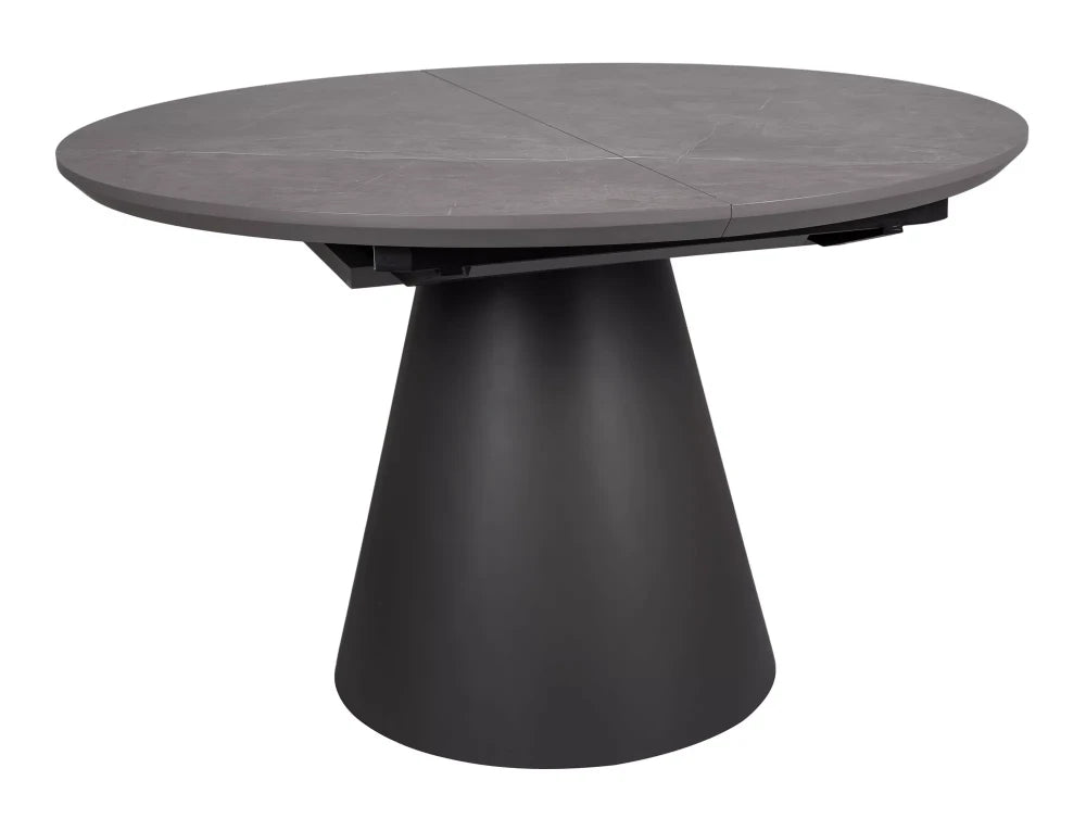 Masa extensibila din MDF Gri cu efect de marmura/Negru L120-160xH75cm Angel