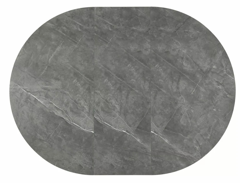 Masa extensibila din MDF Gri cu efect de marmura/Negru L120-160xH75cm Angel