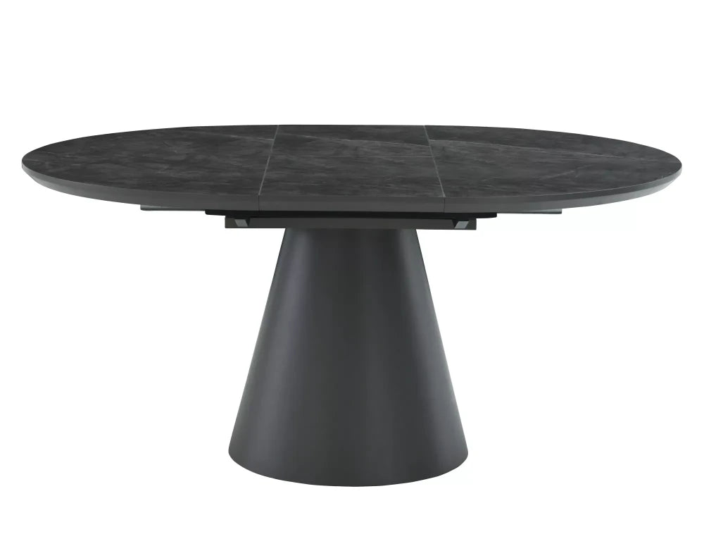 Masa extensibila din MDF Gri cu efect de marmura/Negru L120-160xH75cm Angel