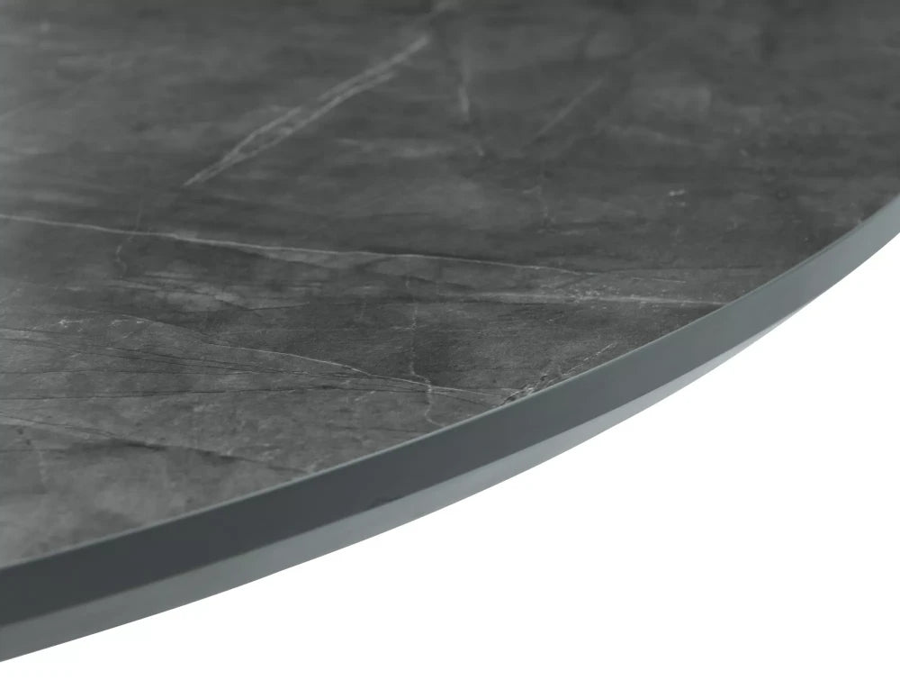 Masa extensibila din MDF Gri cu efect de marmura/Negru L120-160xH75cm Angel