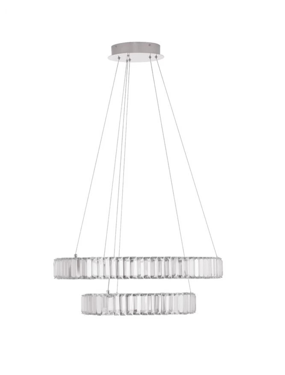 Candelabru structura din Metal Argintiu si abajur din Cristal Transparent H200xL60cm IP20 46W 4328lm 3500k AURELIA