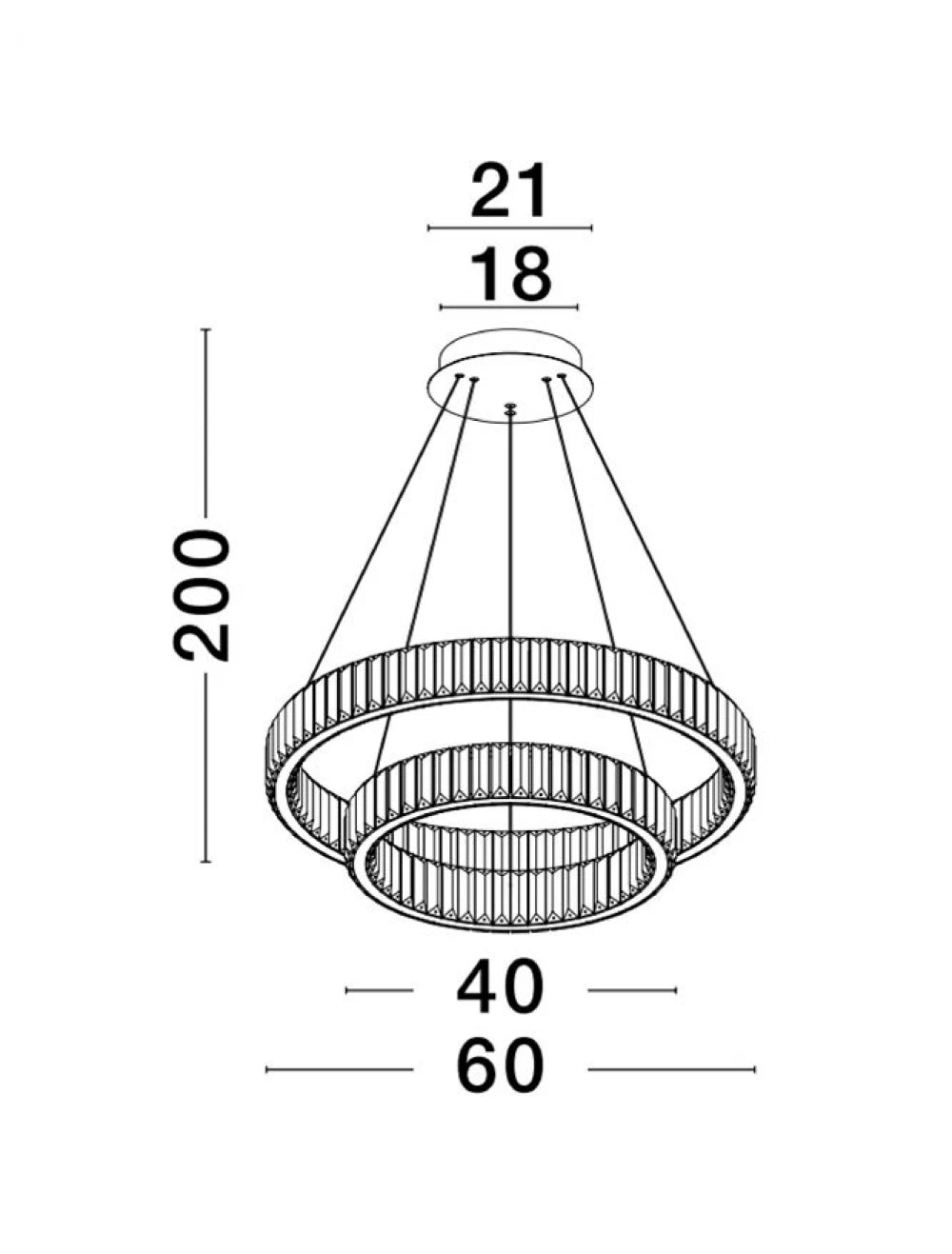 Candelabru structura din Metal Argintiu si abajur din Cristal Transparent H200xL60cm IP20 46W 4328lm 3500k AURELIA