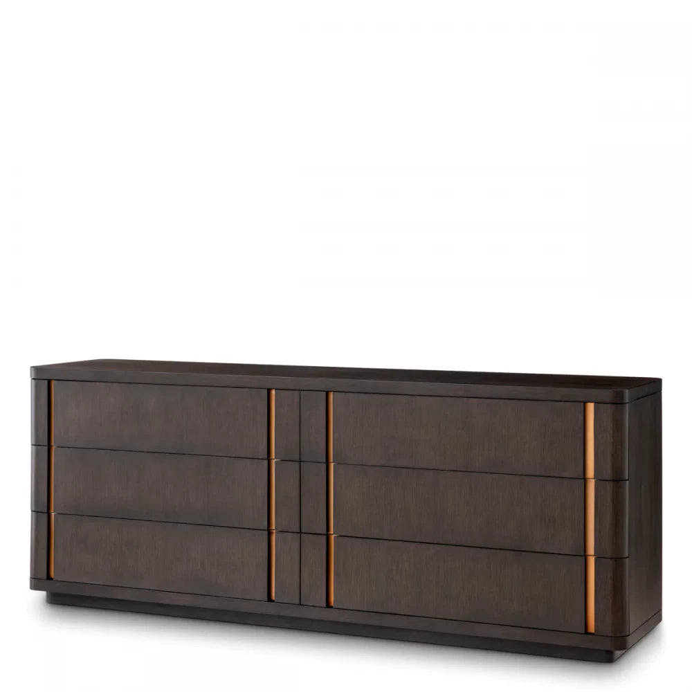 Comoda cu 6 sertare din Furnir de stejar Maro Modesto Eichholtz L220xH85cm