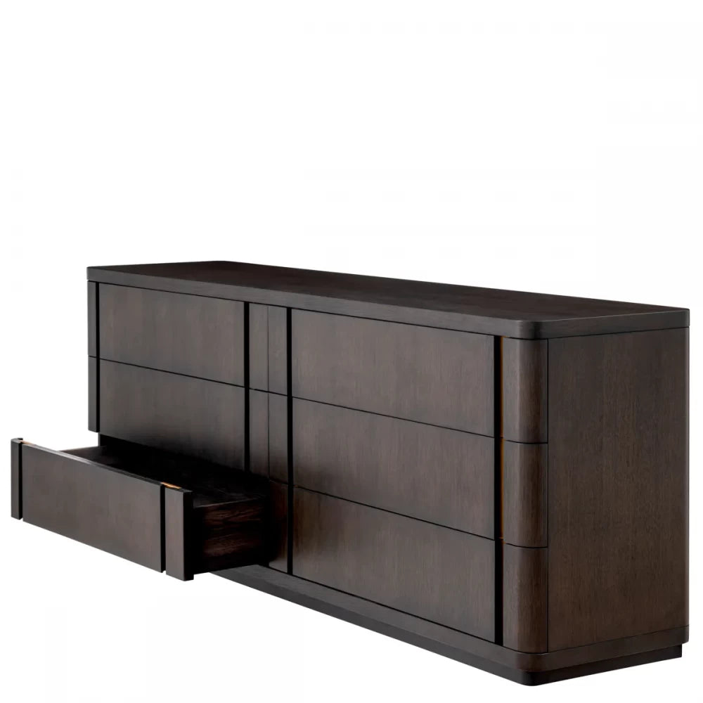 Comoda cu 6 sertare din Furnir de stejar Maro Modesto Eichholtz L220xH85cm
