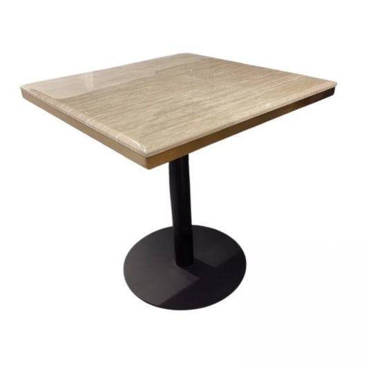 Masa patrata din Otel inoxidabil Negru si Marmura artificiala Bej H75xL70cm Brazza