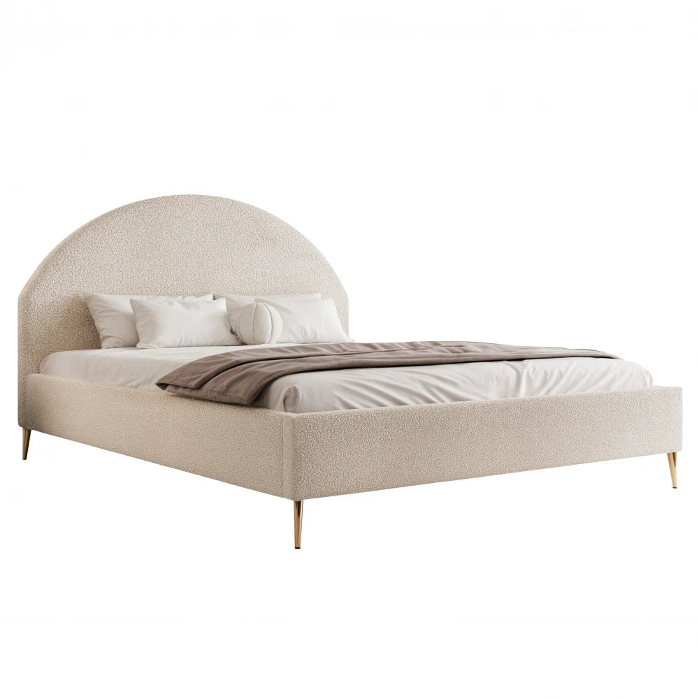 Pat 180 x 200 tapitat cu Stofa boucle Quelle Crem Alora