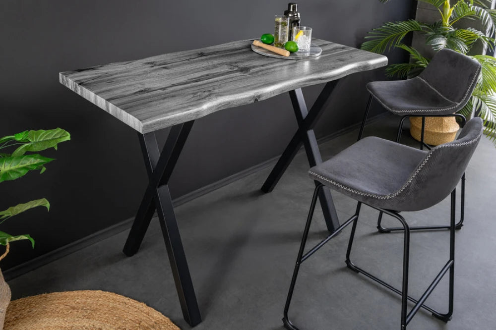 Masa bar din MDF Gri si Metal Negru L120xH100cm WILD