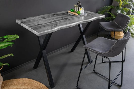 Masa bar din MDF Gri si Metal Negru L120xH100cm WILD