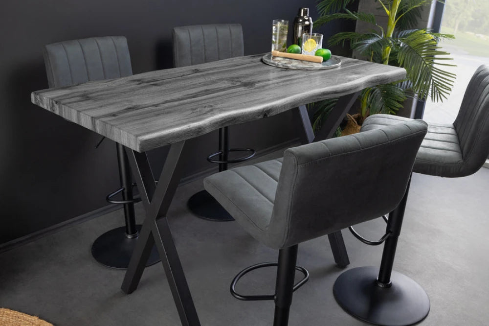 Masa bar din MDF Gri si Metal Negru L120xH100cm WILD