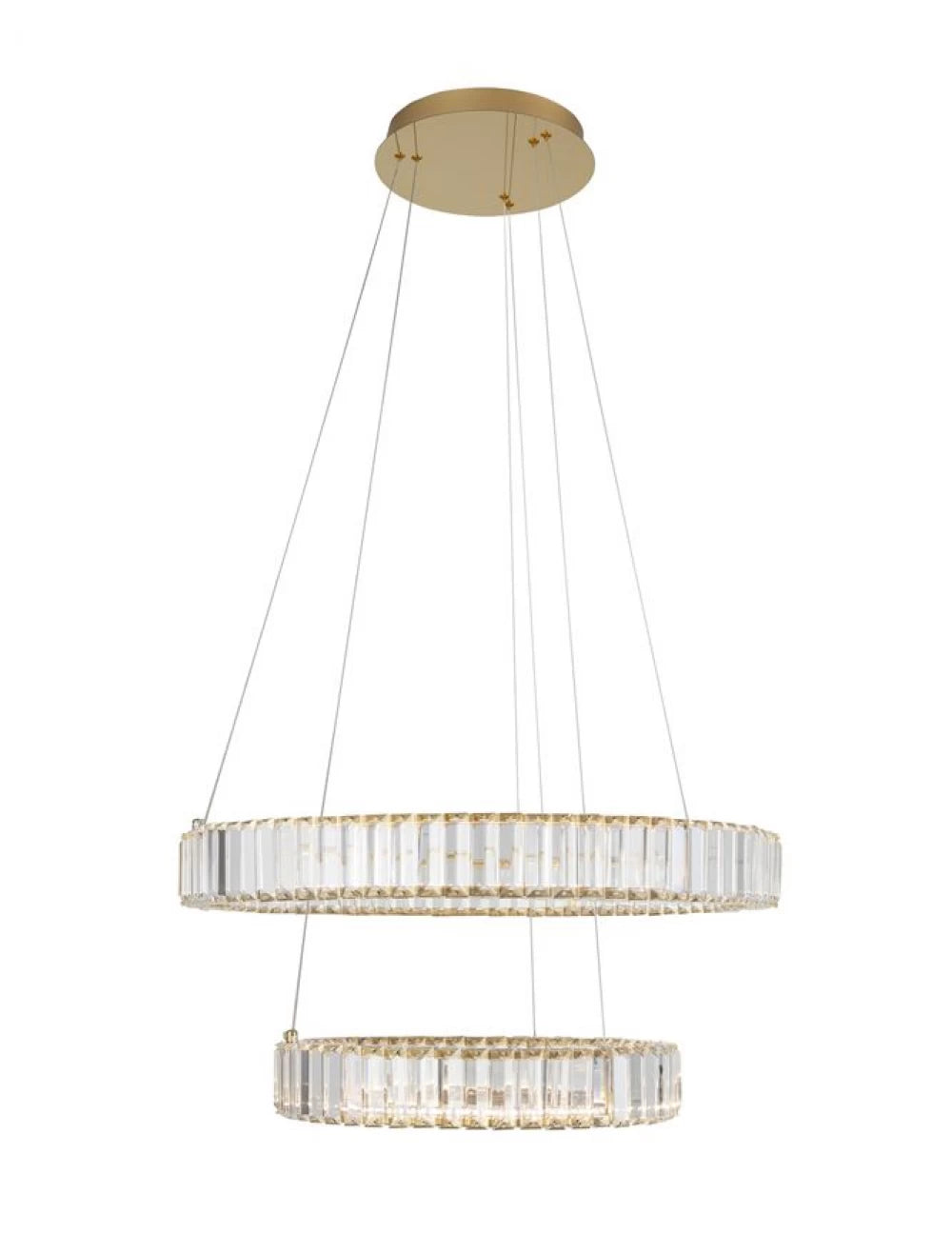 Candelabru structura din Metal Auriu si abajur din Cristal Transparent H150xL60cm IP20 46W 4328lm 3500k AURELIA