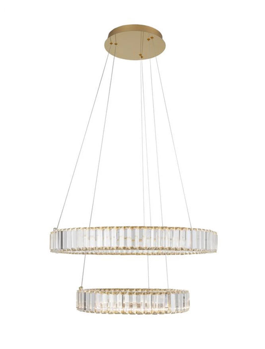 Candelabru structura din Metal Auriu si abajur din Cristal Transparent H150xL60cm IP20 46W 4328lm 3500k AURELIA