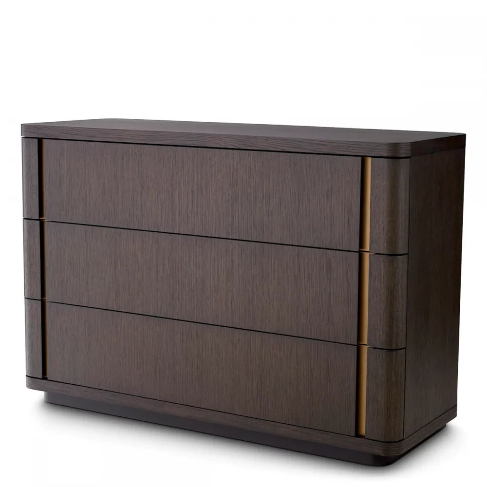 Comoda cu 3 sertare din Furnir de stejar Maro Modesto Eichholtz L140xH95cm