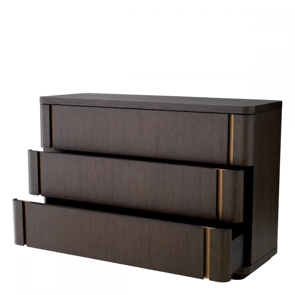 Comoda cu 3 sertare din Furnir de stejar Maro Modesto Eichholtz L140xH95cm