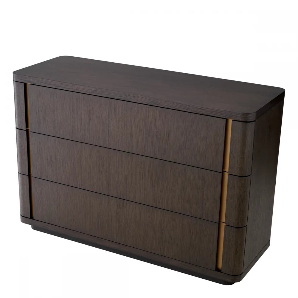 Comoda cu 3 sertare din Furnir de stejar Maro Modesto Eichholtz L140xH95cm