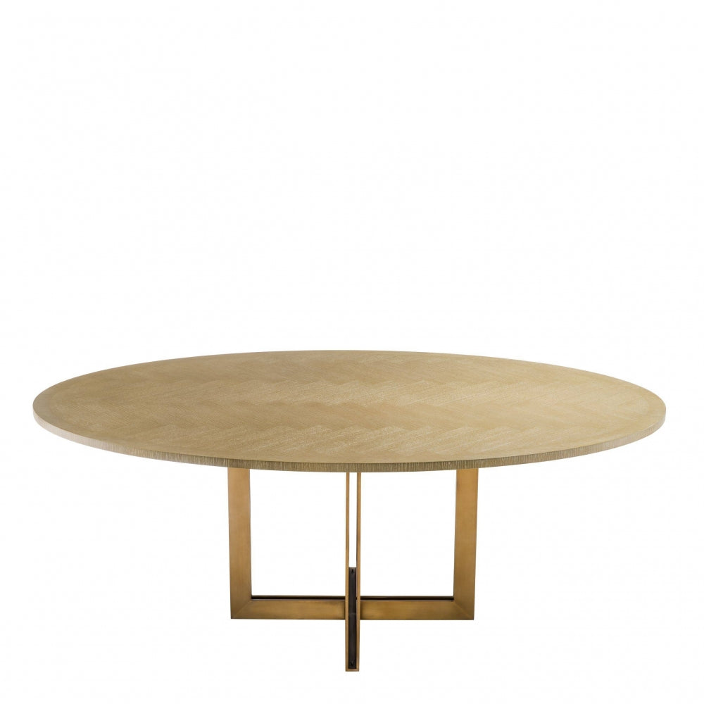 Masa ovala din Furnir de stejar Auriu de 8 persoane L200x120cm Melchior
