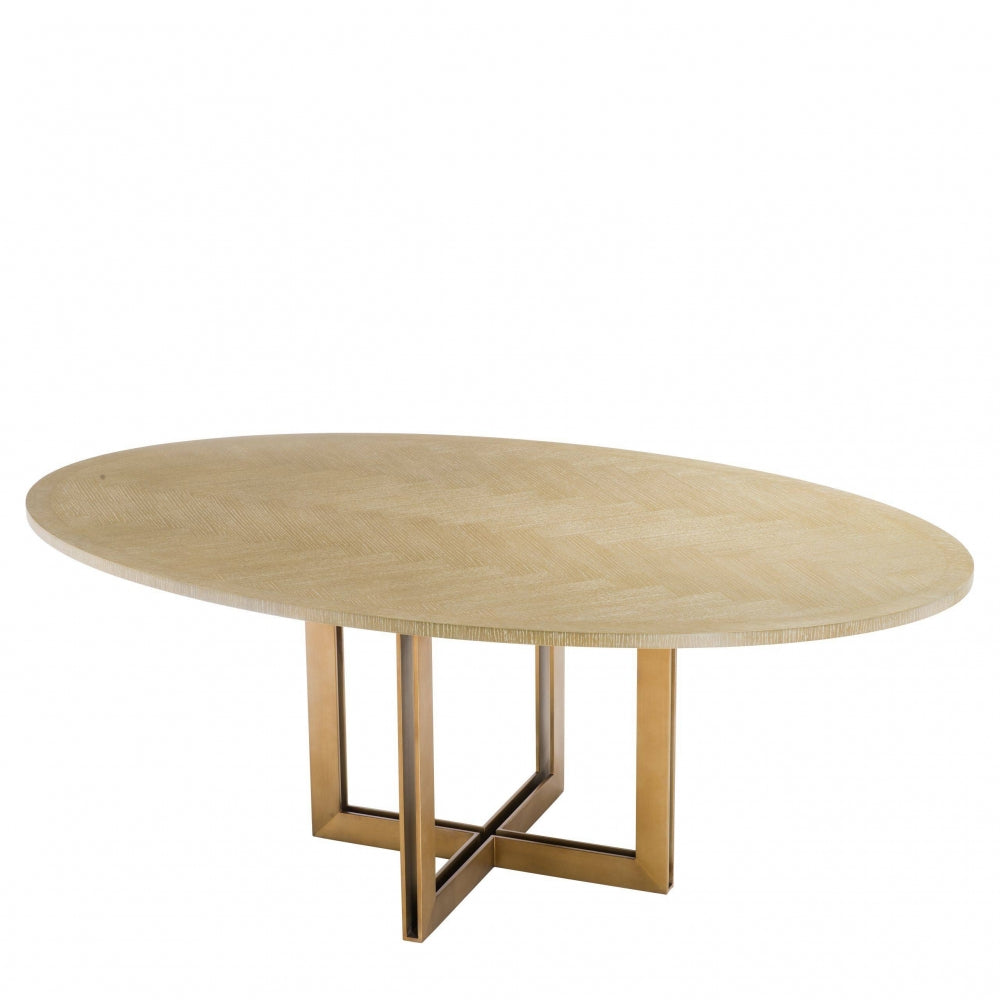 Masa ovala din Furnir de stejar Auriu de 8 persoane L200x120cm Melchior