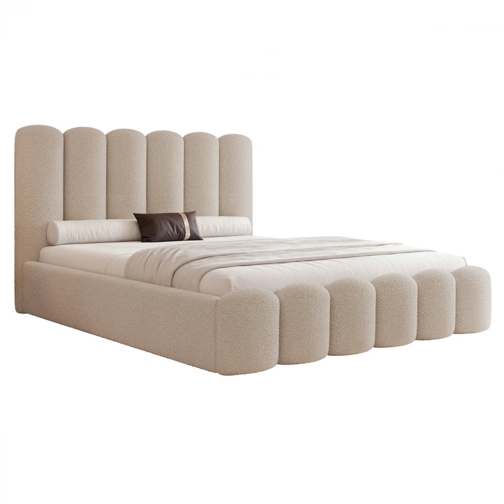 Pat 140 x 200 tapitat cu Stofa boucle Quelle Bej inchis Aveline