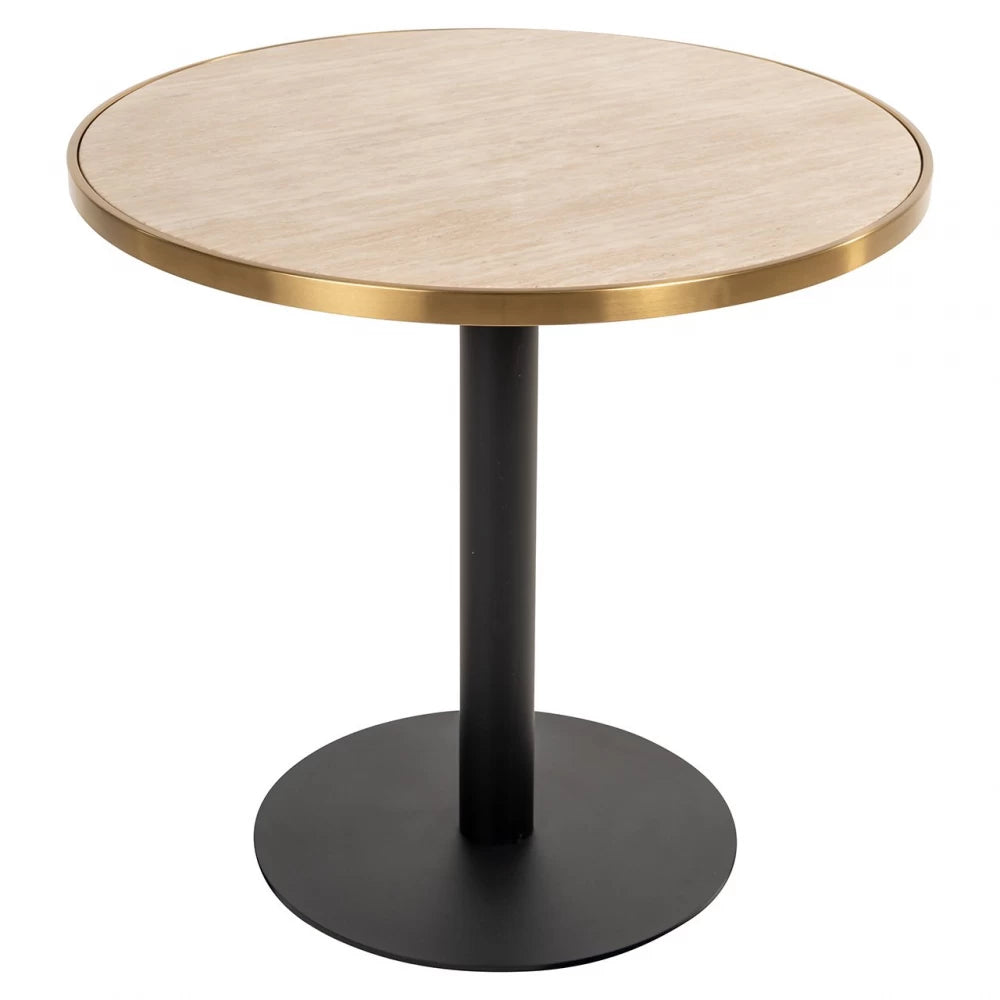 Masa rotunda din Otel inoxidabil Negru si Marmura artificiala Bej H75xD80cm Brazza
