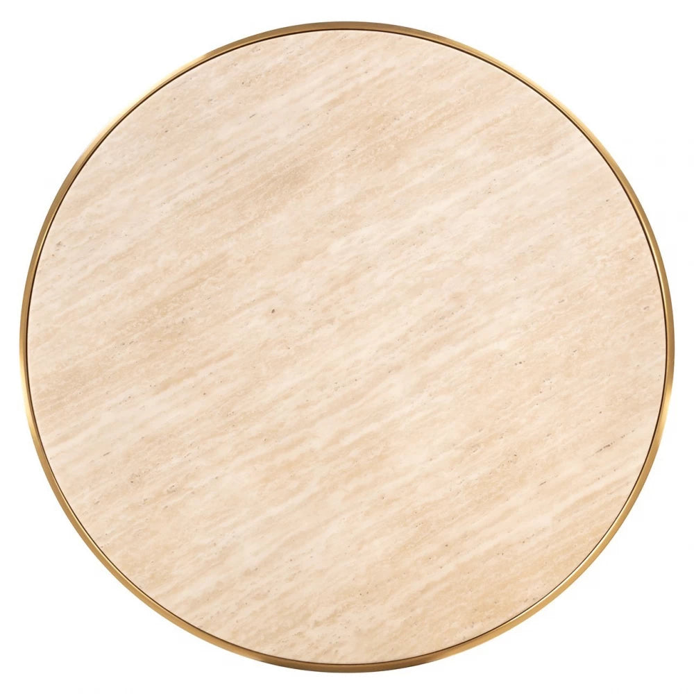 Masa rotunda din Otel inoxidabil Negru si Marmura artificiala Bej H75xD80cm Brazza