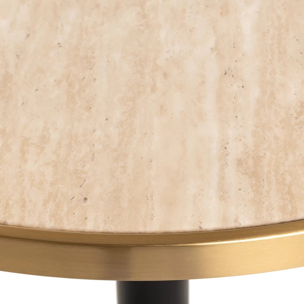 Masa rotunda din Otel inoxidabil Negru si Marmura artificiala Bej H75xD80cm Brazza