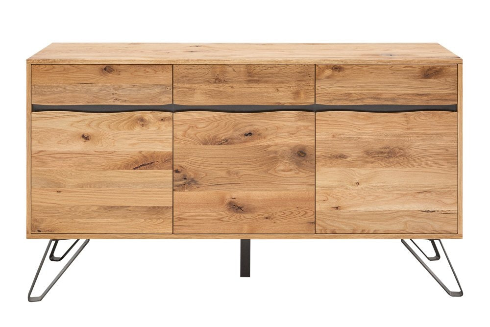 Comoda din Lemn masiv de stejar si Metal Maro /negru Living Edge L160xH88cm