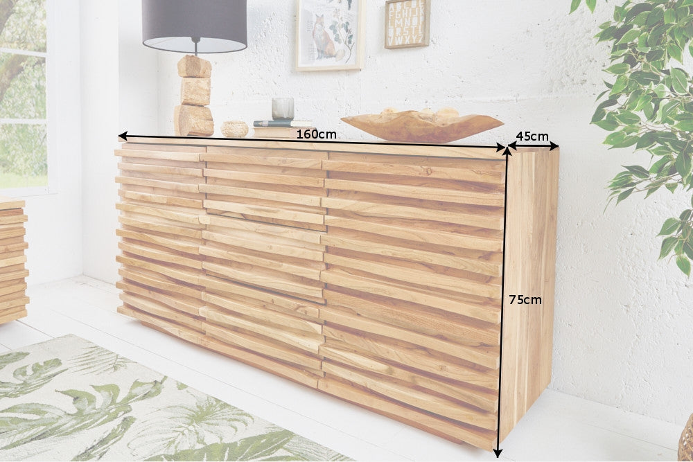 Comoda din Lemn masiv de salcam Maro  Relief L160xH75cm