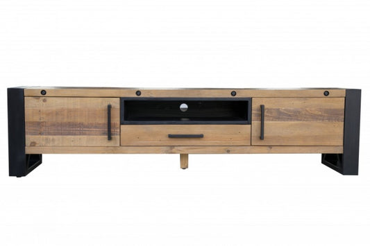 Comoda TV din Lemn masiv de pin si Metal Maro/ Negru Thor L200xH50cm