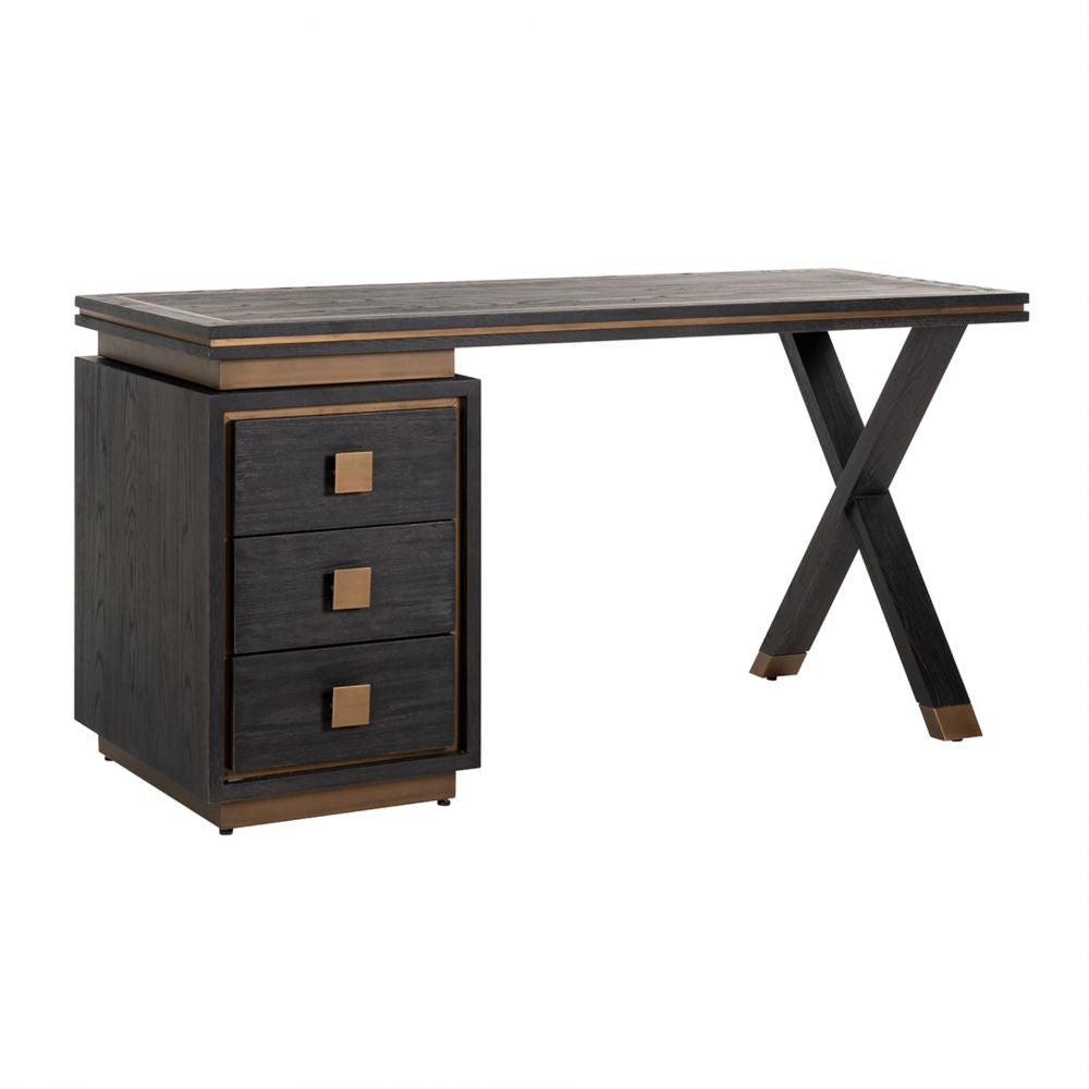 Birou din Lemn masiv de stejar Negru L150xH76cm Hunter Richmond Interiors