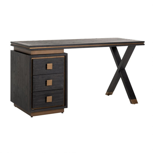 Birou din Lemn masiv de stejar Negru L150xH76cm Hunter Richmond Interiors
