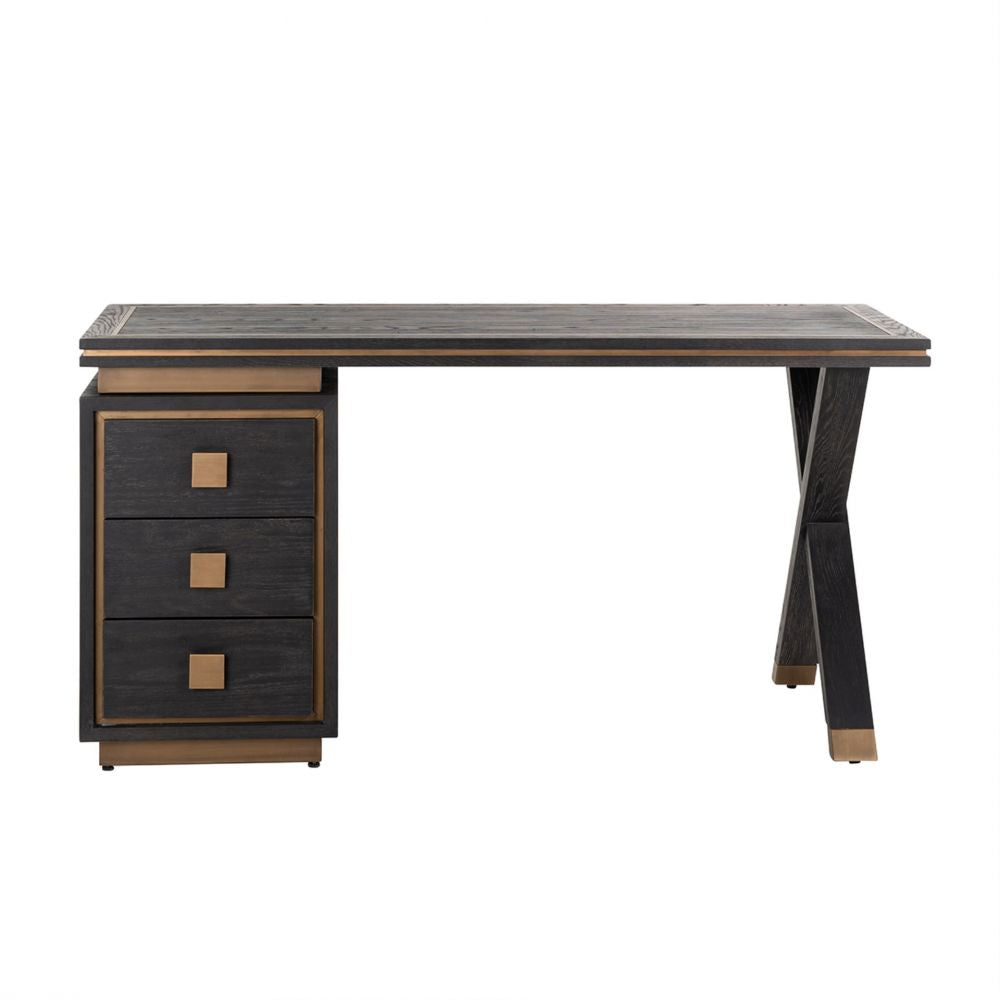 Birou din Lemn masiv de stejar Negru L150xH76cm Hunter Richmond Interiors
