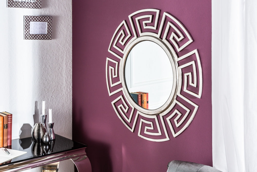 Oglinda Rotunda cu rama din Aluminiu Argintiu Euphoria D85cm