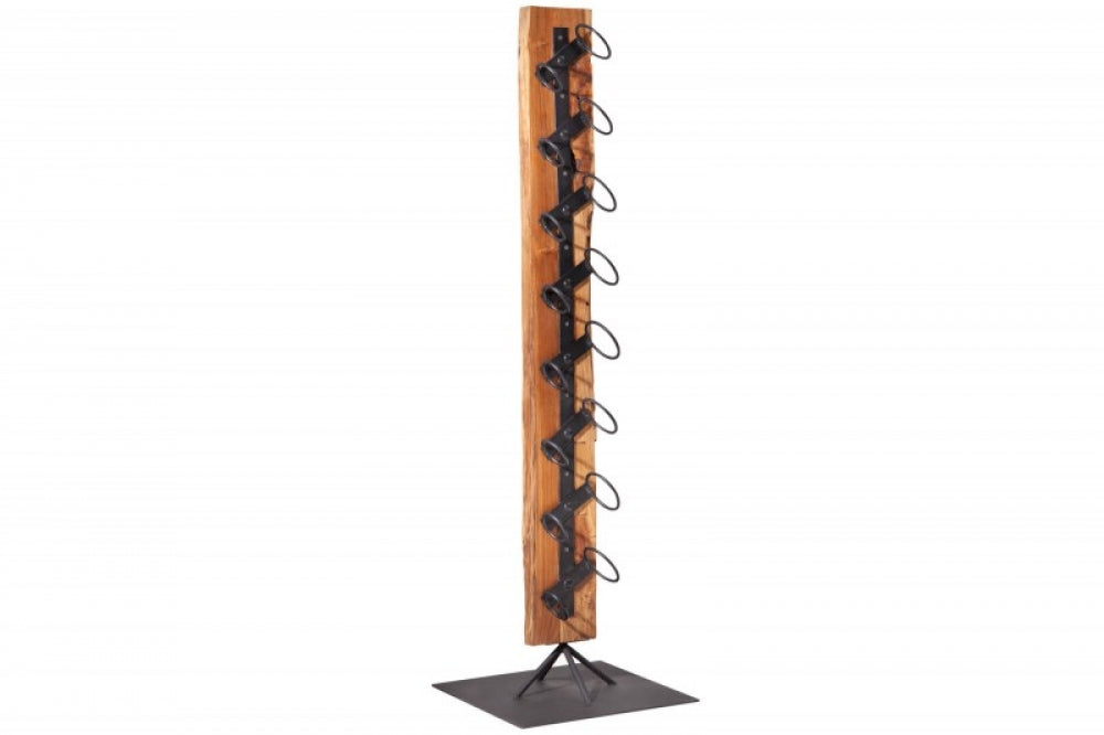 Suport pentru vinuri din Lemn masiv de tec si Metal Maro/Negru Barracuda L40xH150cm