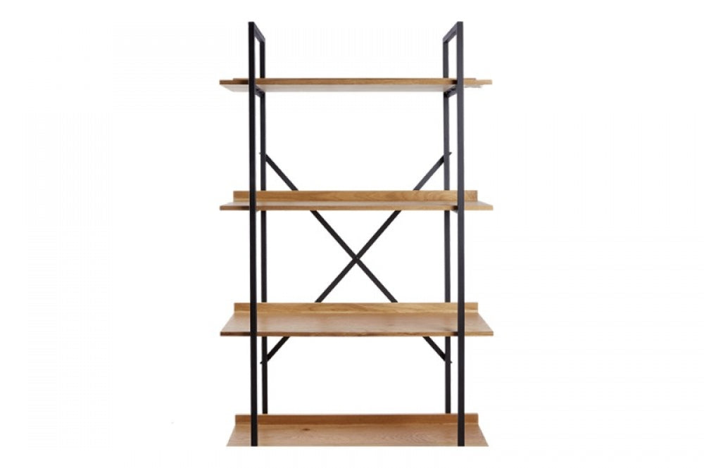 Raft din Lemn masiv de stejar  si Metal Maro/Negru FACTORY L90xH166cm
