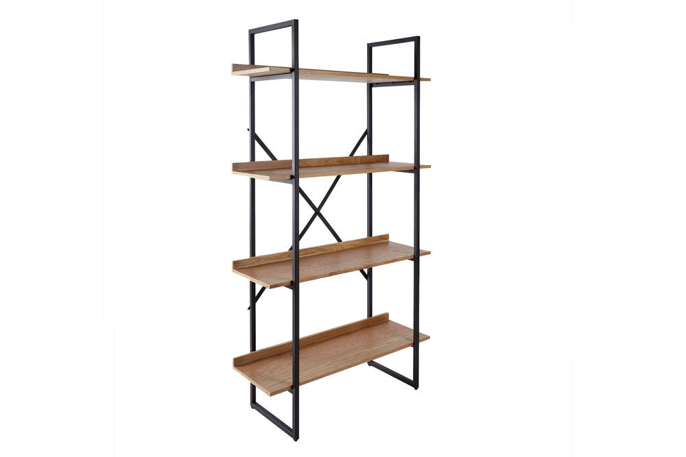 Raft din Lemn masiv de stejar  si Metal Maro/Negru FACTORY L90xH166cm
