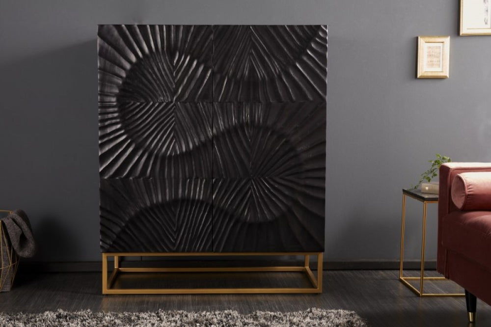 Dulap din Lemn masiv de mango si Metal Negru/Auriu Scorpion L100xH120cm