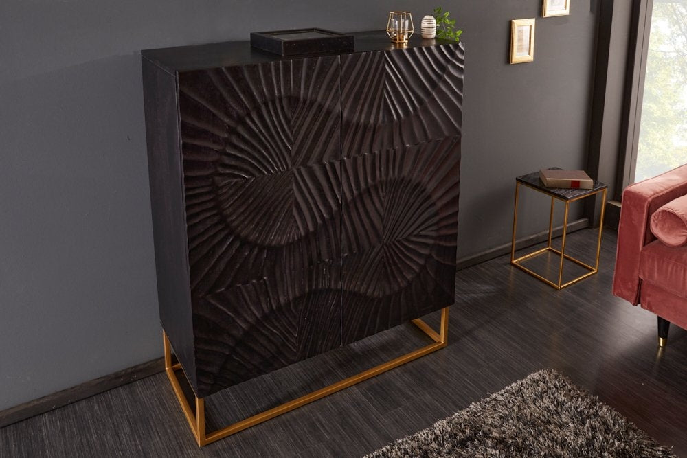 Dulap din Lemn masiv de mango si Metal Negru/Auriu Scorpion L100xH120cm