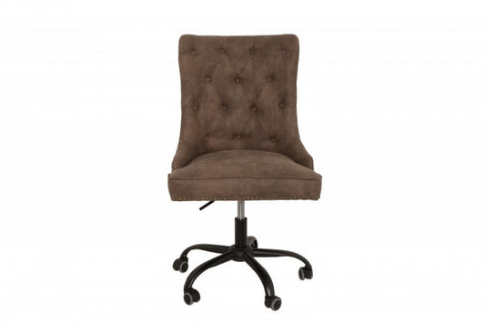 Scaun de birou reglabil cu rotile din Piele ecologica si Metal Maro/Argintiu Victorian H98xL58xA62cm