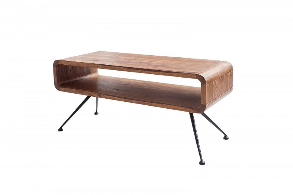 Masuta de cafea dreptunghiulara din Lemn masiv de palisandru si Metal Maro/Negru L100xH45cm Alpha