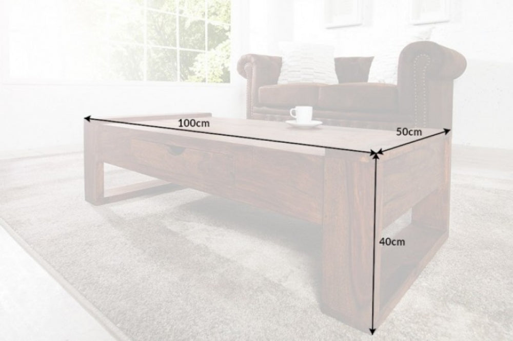 Masuta de cafea dreptunghiulara din lemn masiv Maro L100xH40cm Big Markant