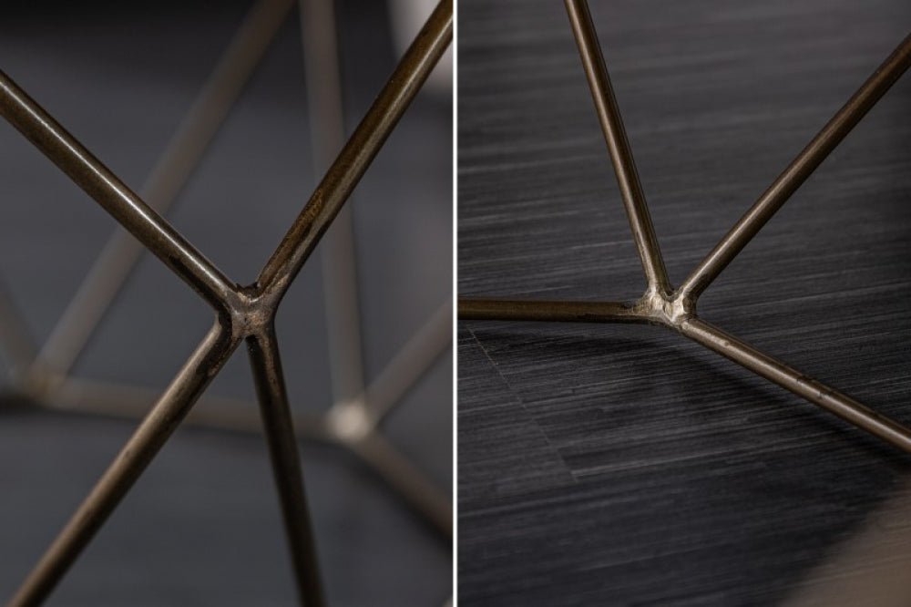 Masuta de cafea asimetrica din lemn masiv de mango si Metal Maro/Auriu L69xH38cm Diamond