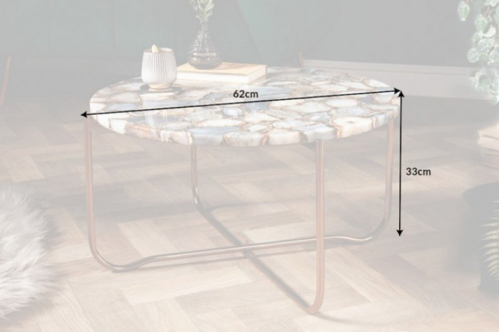 Masuta de cafea rotunda din Agata si Metal Multicolor/Auriu D62xH33cm Noble