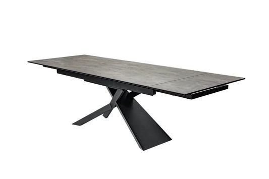 Masa extensibila dreptunghiulara din Ceramica Negru cu aspect de lava de 8-10 persoane L180/260x90cm Euphoria
