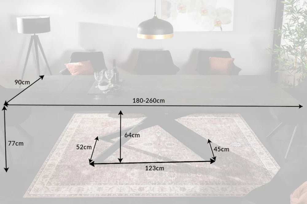 Masa extensibila dreptunghiulara din Ceramica Negru cu aspect de lava de 8-10 persoane L180/260x90cm Euphoria