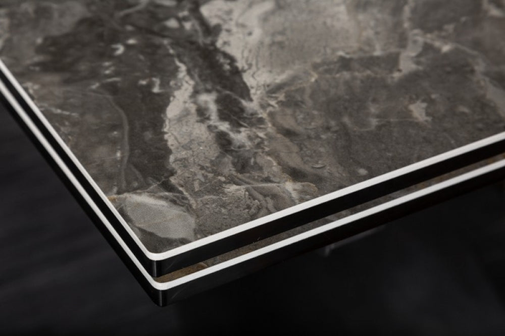 Masa extensibila dreptunghiulara din Ceramica Gri/Negru de 8-10 persoane L180/260x90cm Euphoria