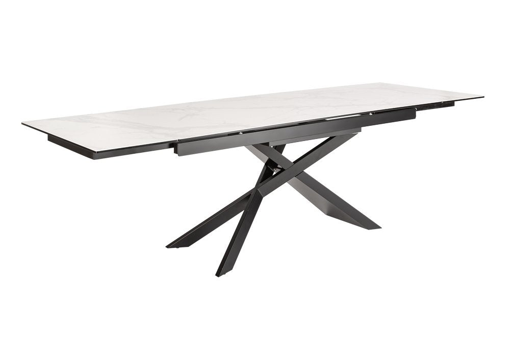 Masa extensibila dreptunghiulara din Ceramica Alb/Negru de 8-10 persoane L180/260x90cm Euphoria