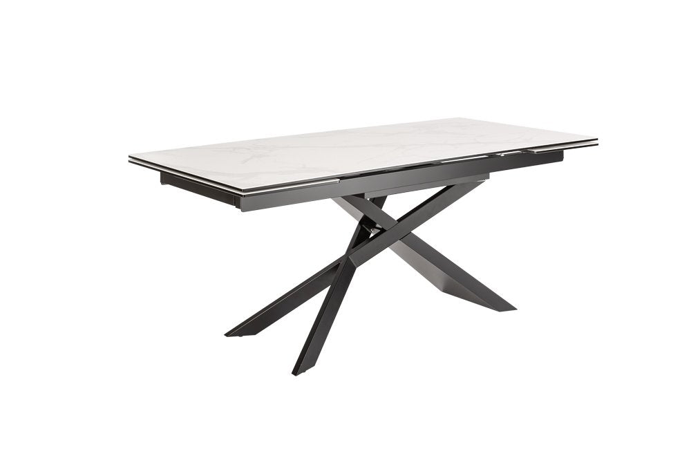 Masa extensibila dreptunghiulara din Ceramica Alb/Negru de 8-10 persoane L180/260x90cm Euphoria