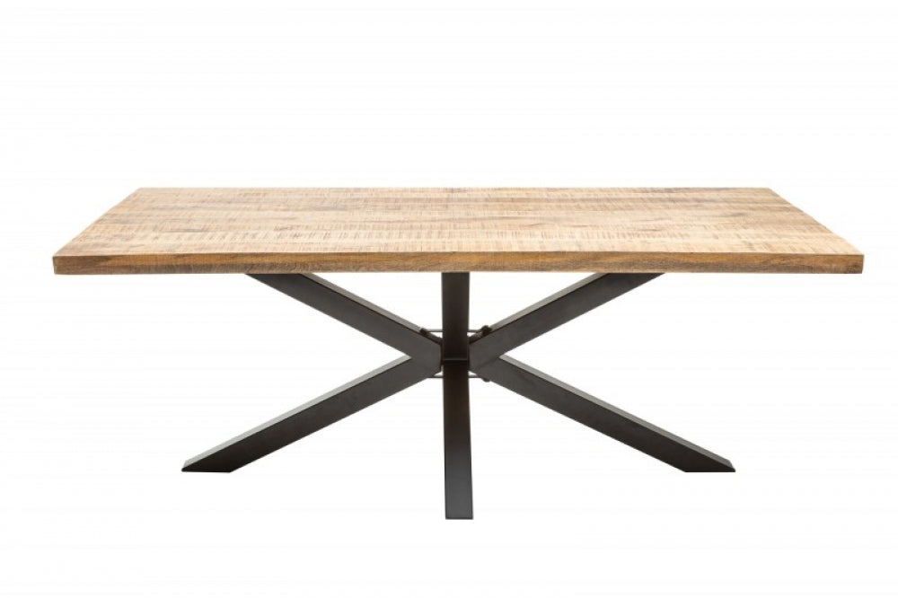 Masa dreptunghiulara din Lemn masiv de mango Maro/Negru de 6 persoane L180x90cm Galaxie