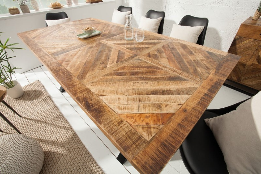 Masa dreptunghiulara din Lemn de mango Maro/Negru de 8 persoane L200x100cm INFINITY